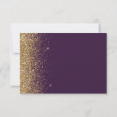Moderne, donkere Paarse Gold Faux Glitter Edge RSVP Kaartje (Achterkant)