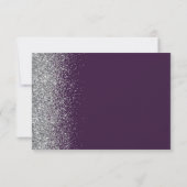 Moderne, donkere Paarse zilver Faux Glitter Edge RSVP Kaartje (Achterkant)