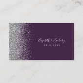 Moderne donkere Paarse zilveren weddenschap Plaatskaartje (Achterkant)