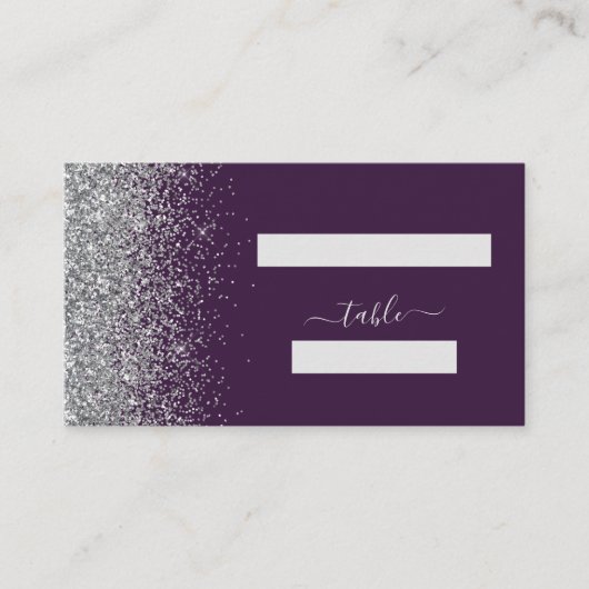 Moderne donkere Paarse zilveren weddenschap Plaatskaartje (Voorkant)