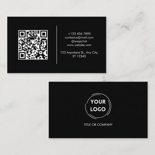 Moderne donkere QR-code Visitekaartje (Voorkant / Achterkant)