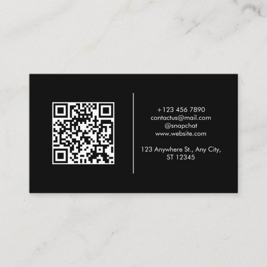 Moderne donkere QR-code Visitekaartje (Voorkant)