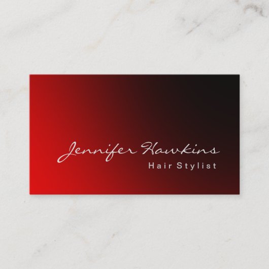 Moderne, donkere, rode haarstijlkunstenaar visitekaartje (Voorkant)
