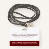 Moderne, donkere rode kleurenblok Fotonaamtag Badge (Achterkant met draagriem)