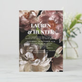 Moderne donkere roze roze botanische bruiloft in kaart (Staand voorkant)