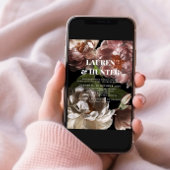 Moderne donkere roze roze botanische bruiloft in kaart