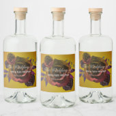 Moderne donkere Rozen op gouden Waterverf Likeurfles Etiket (Flessen)