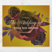 Moderne donkere Rozen op gouden Waterverf Likeurfles Etiket (Enkel label)