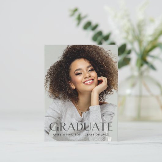 Moderne, donkere, transparante tekst Afstudeerder  Briefkaart (Staand voorkant)