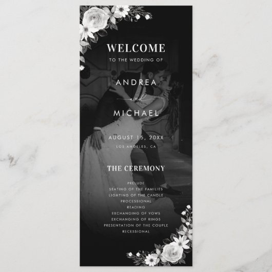 Moderne donkere vervaagde foto Gotische bloemenbru Programmakaart (Voorkant)