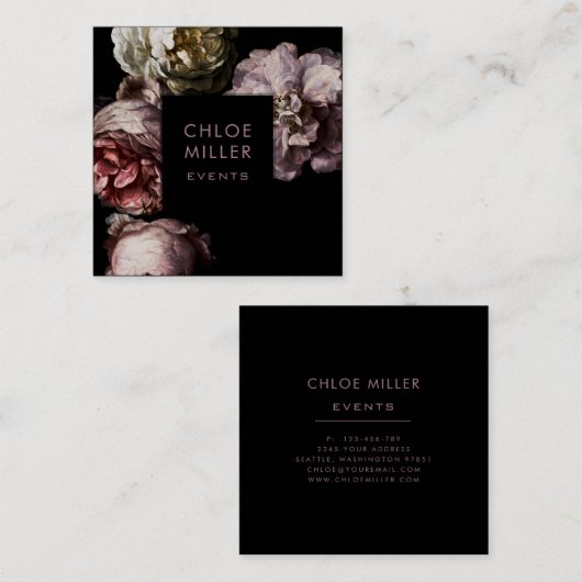 Moderne donkere Visitekaartjes op het platte plein (Voorkant / Achterkant)