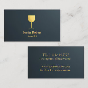 Moderne Donkere Wijn Bartender Sommelier Visitekaartje