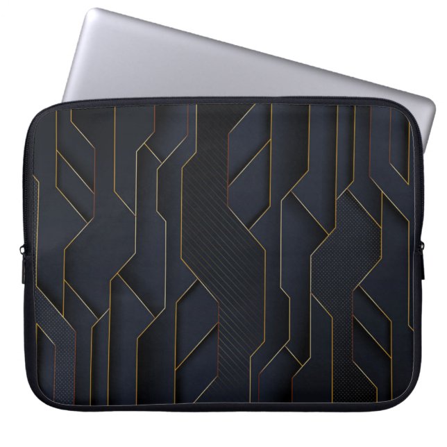 Moderne donkerGold geometrische achtergrond Laptop Sleeve (Voorkant)