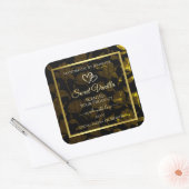 Moderne donkergouden bloemen product verpakking la vierkante sticker (Envelop)