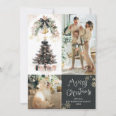 Moderne Donkergouden Zwarte Boog Vrolijk Kerstfees Feestdagenkaart (Voorkant)