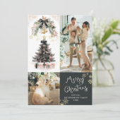 Moderne Donkergouden Zwarte Boog Vrolijk Kerstfees Feestdagenkaart (Staand voorkant)