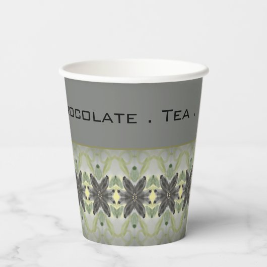 Moderne donkergrijs met groen papieren bekers (Achterkant)