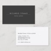 Moderne donkergrijze auteurs, schrijvers, notaris visitekaartje (Voorkant / Achterkant)