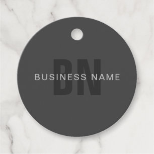 Moderne donkergrijze bewerkbare monogram ontwerp s bedankjes labels