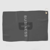Moderne donkergrijze bewerkbare monogram ontwerp s golfhanddoek (Horizontaal)