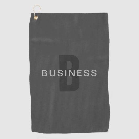 Moderne donkergrijze bewerkbare monogram ontwerp s golfhanddoek (Voorkant)