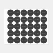 Moderne donkergrijze bewerkbare monogram ontwerp s labels (Vel)