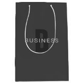 Moderne donkergrijze bewerkbare monogram ontwerp s medium cadeauzakje (Voorkant)