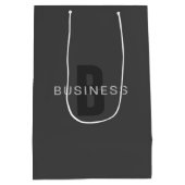 Moderne donkergrijze bewerkbare monogram ontwerp s medium cadeauzakje (Achterkant)