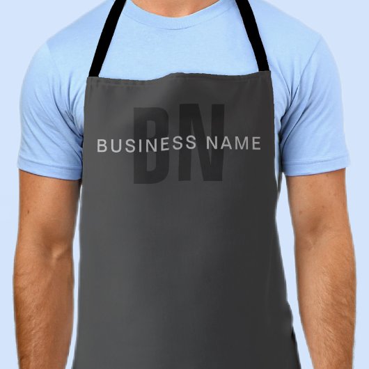 Moderne donkergrijze bewerkbare monogram ontwerp s schort
