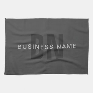 Moderne donkergrijze bewerkbare monogram ontwerp s theedoek