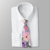 Moderne donkergrijze bloemen Waterverf bruiloft Stropdas (Gebonden)