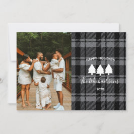 Moderne donkergrijze foto en zwarte foto feestdagenkaart