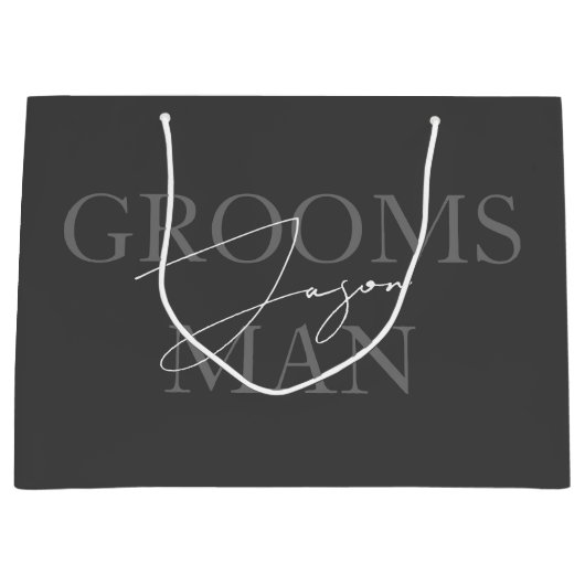 Moderne Donkergrijze Groomsmen Voorstel Gift Bag Groot Cadeauzakje (Voorkant)