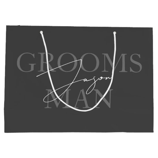 Moderne Donkergrijze Groomsmen Voorstel Gift Bag Groot Cadeauzakje (Achterkant)