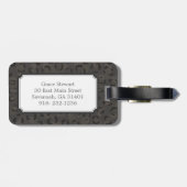 Moderne, donkergrijze kaaspratpatronen bagagelabel (Achterkant horizontaal)