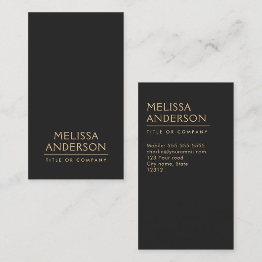Moderne, donkergrijze, minimalistische professiona visitekaartje (Voorkant / Achterkant)