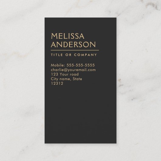 Moderne, donkergrijze, minimalistische professiona visitekaartje (Achterkant)