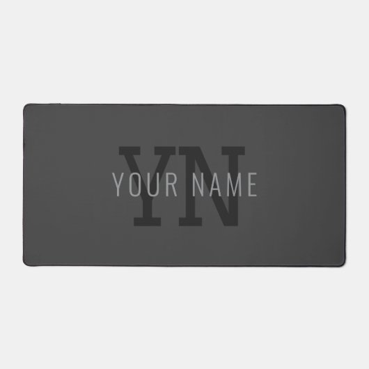 Moderne donkergrijze monogram naam (of andere teks bureaumat (Voorkant)