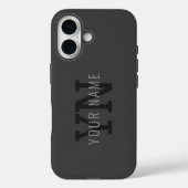 Moderne donkergrijze monogram naam (of andere teks Case-Mate iPhone case (Achterkant)