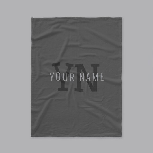 Moderne donkergrijze monogram naam (of andere teks fleece deken