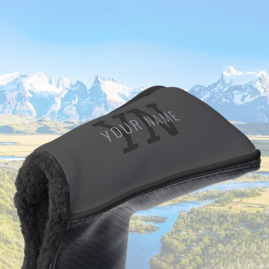 Moderne donkergrijze monogram naam (of andere teks golfheadcover