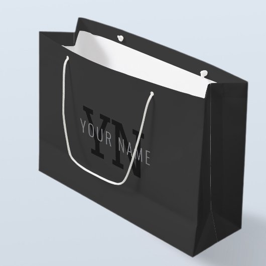 Moderne donkergrijze monogram naam (of andere teks groot cadeauzakje