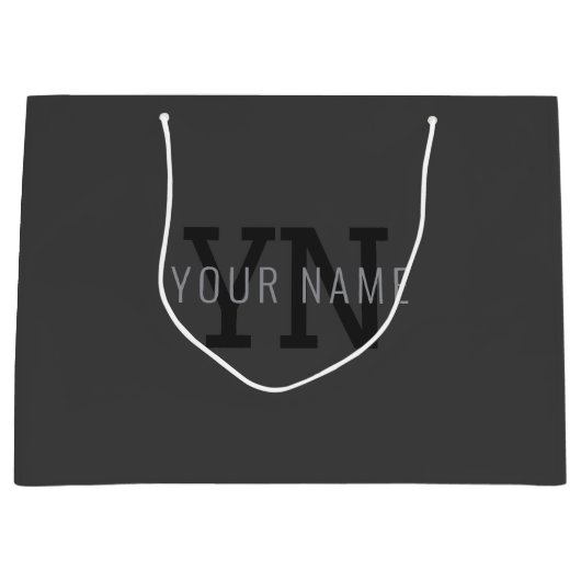 Moderne donkergrijze monogram naam (of andere teks groot cadeauzakje (Voorkant)
