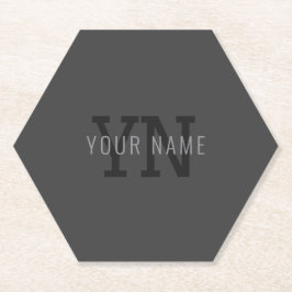 Moderne donkergrijze monogram naam (of andere teks kartonnen onderzetters