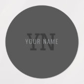Moderne donkergrijze monogram naam (of andere teks labels (Design 1)