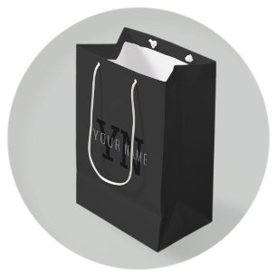 Moderne donkergrijze monogram naam (of andere teks medium cadeauzakje