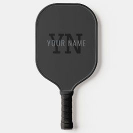 Moderne donkergrijze monogram naam (of andere teks pickleball paddle