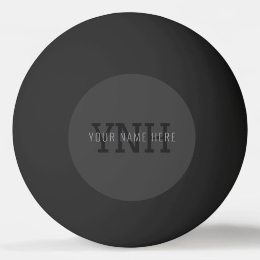 Moderne donkergrijze monogram naam (of andere teks pingpongbal (Voorkant)