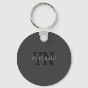 Moderne donkergrijze monogram naam (of andere teks sleutelhanger