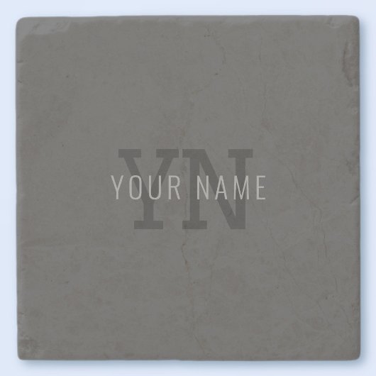 Moderne donkergrijze monogram naam (of andere teks stenen onderzetter